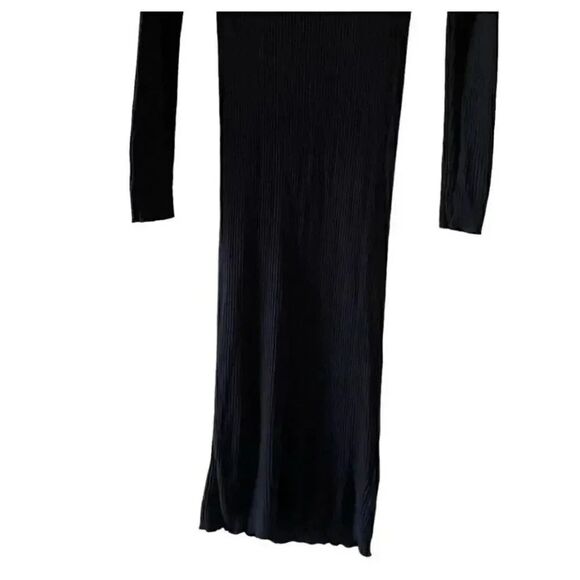 Free People Who Wear What Black Crewneck Long Sleeves Knit Midi Long Dress SZ M - Picture 4 of 11